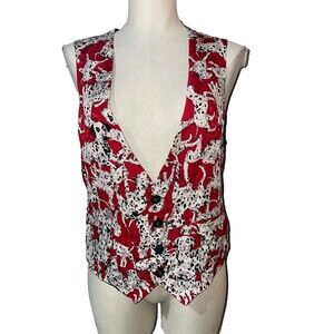 Nicole Miller 1992 Vintage Women's Silk Vest Dalmatian Dog Unique Pattern